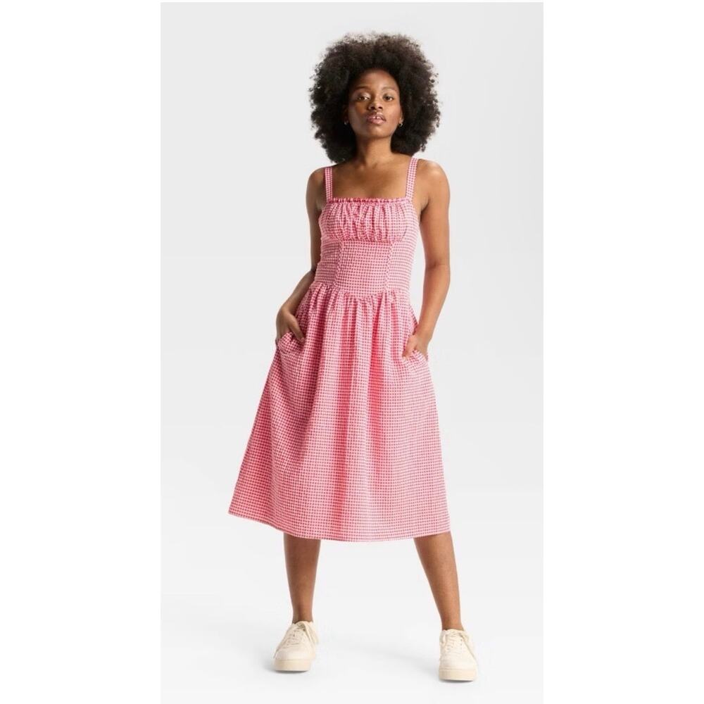 Red and white picnic vibes Wild Fable women's large dress cottage core